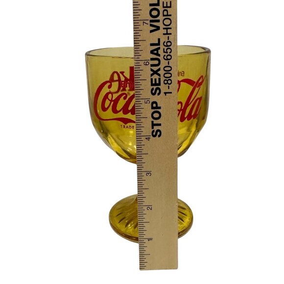 Vtg Coca Cola COKE Goblet Amber Heavy Stemmed Schooner Drinking Glass Drinkware - Picture 8 of 13